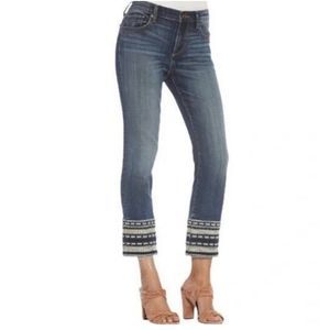 Driftwood Collette Beaded Frayed Hem Embroidered Cropped Jeans Size 27